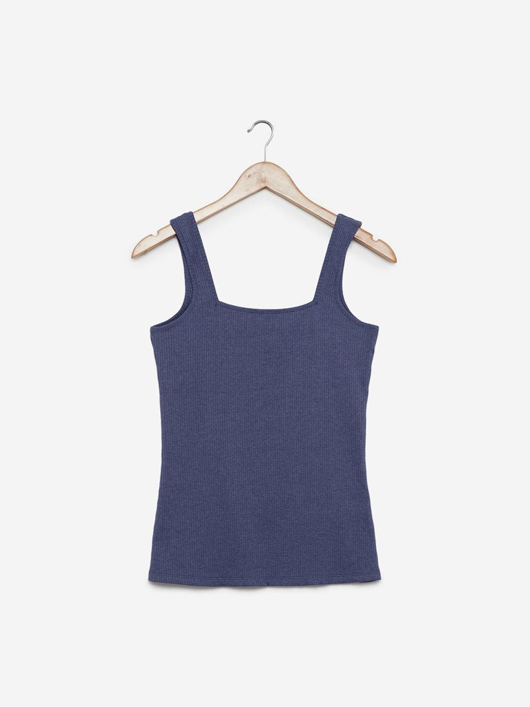 Wunderlove Dark Blue Ribbed Vest