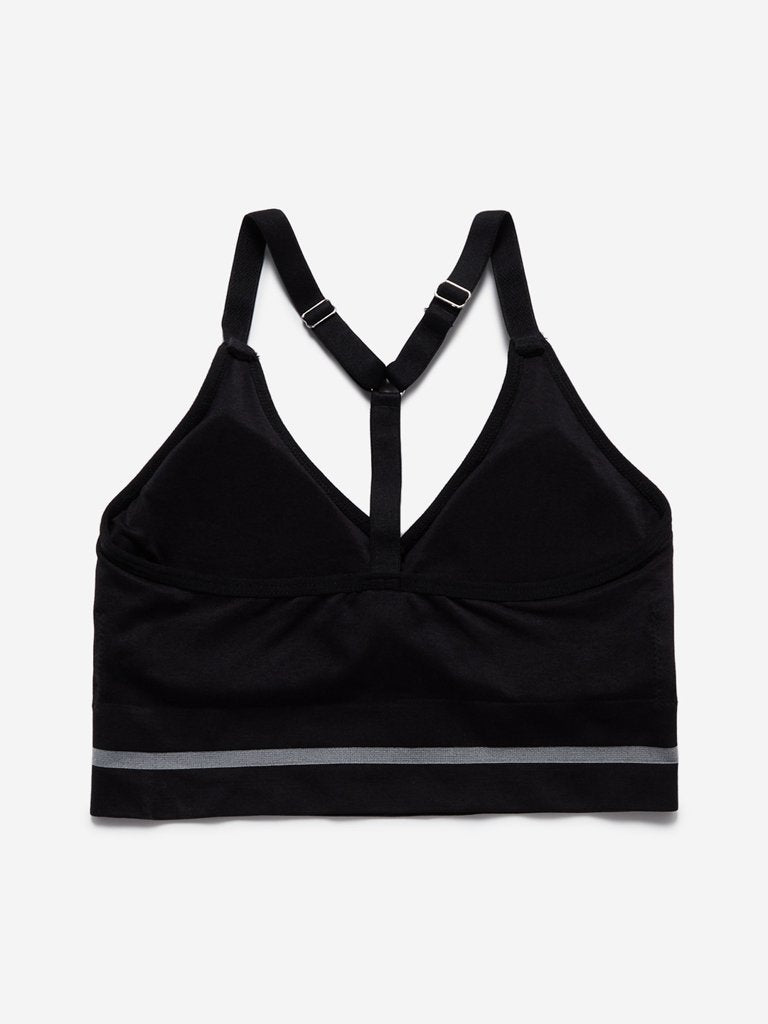 Wunderlove Black Padded Racerback Sports Bra