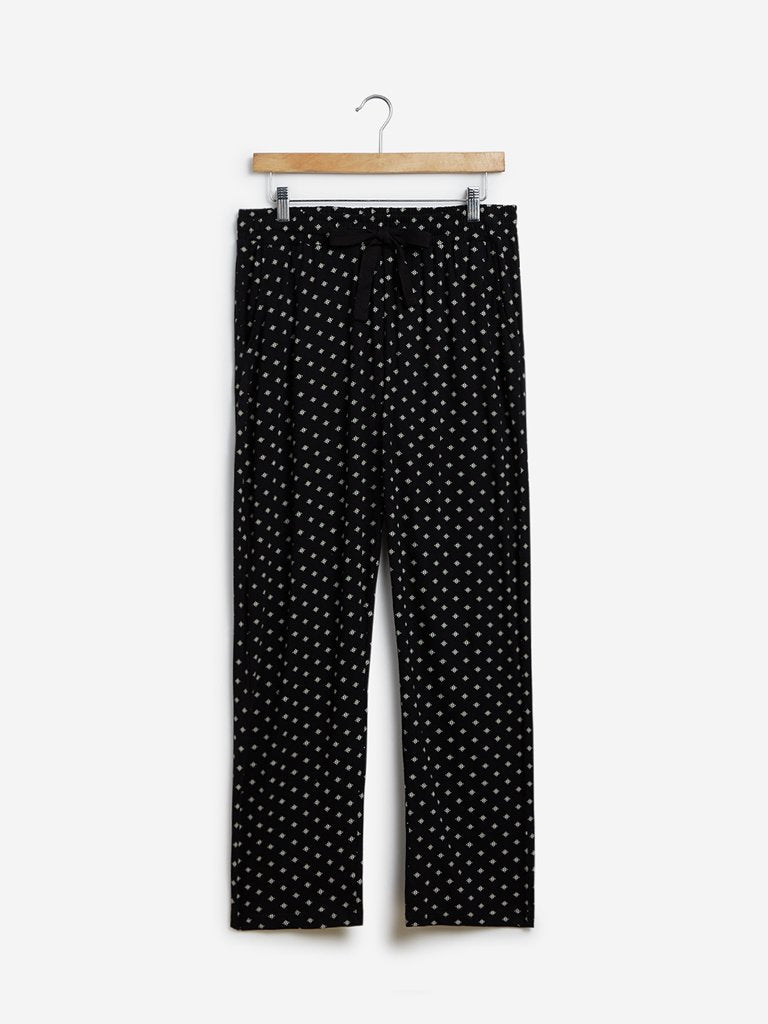 Wunderlove Black Floral Print Pyjamas