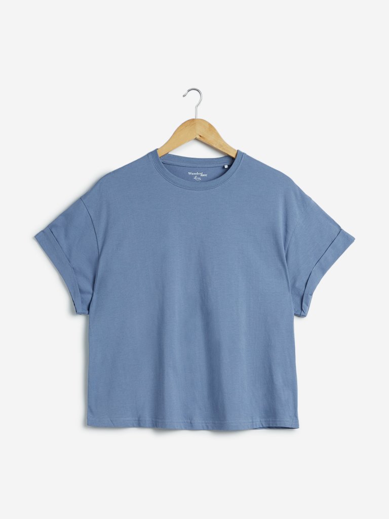 Wunderlove Blue Pure Cotton T-Shirt