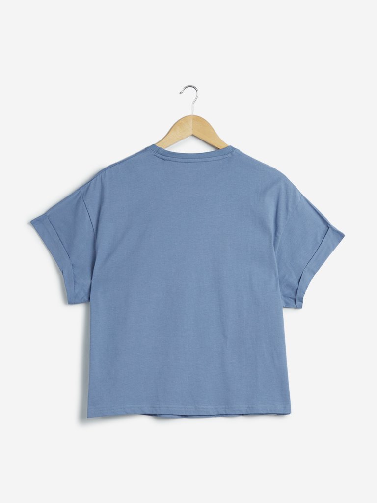 Wunderlove Blue Pure Cotton T-Shirt