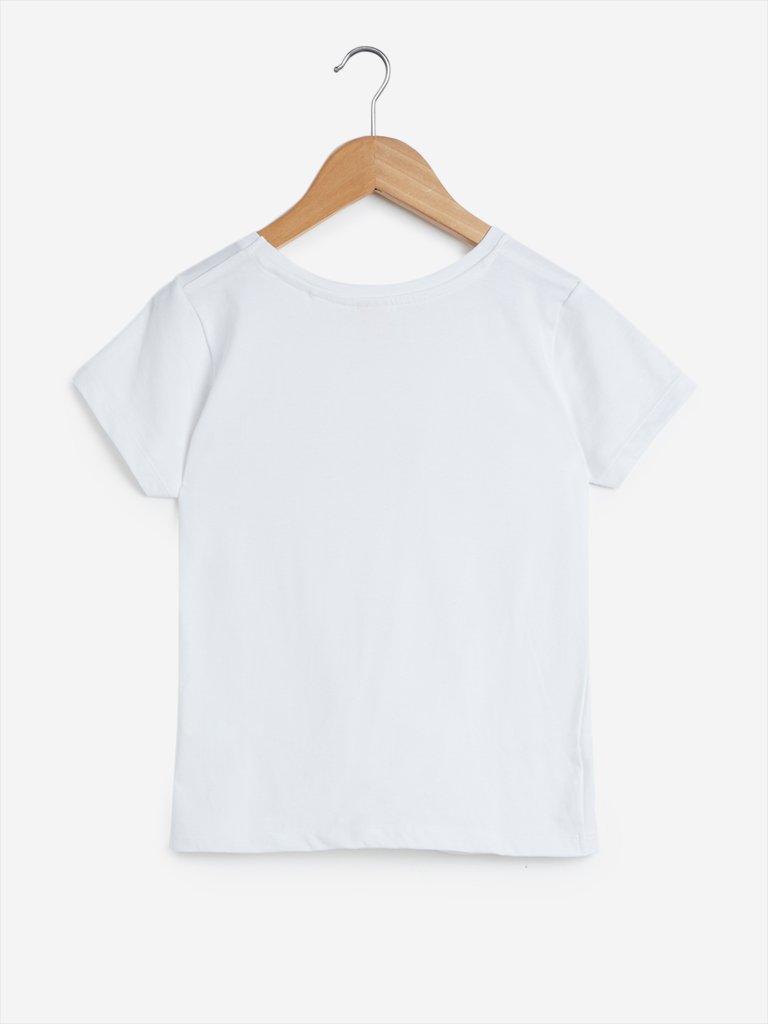 Y&F Kids White Sequinned T-Shirt