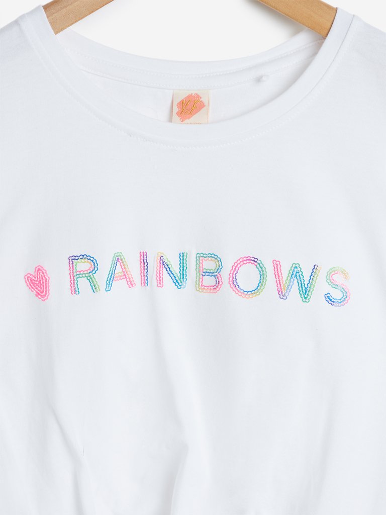 Y&F Kids White Sequinned T-Shirt