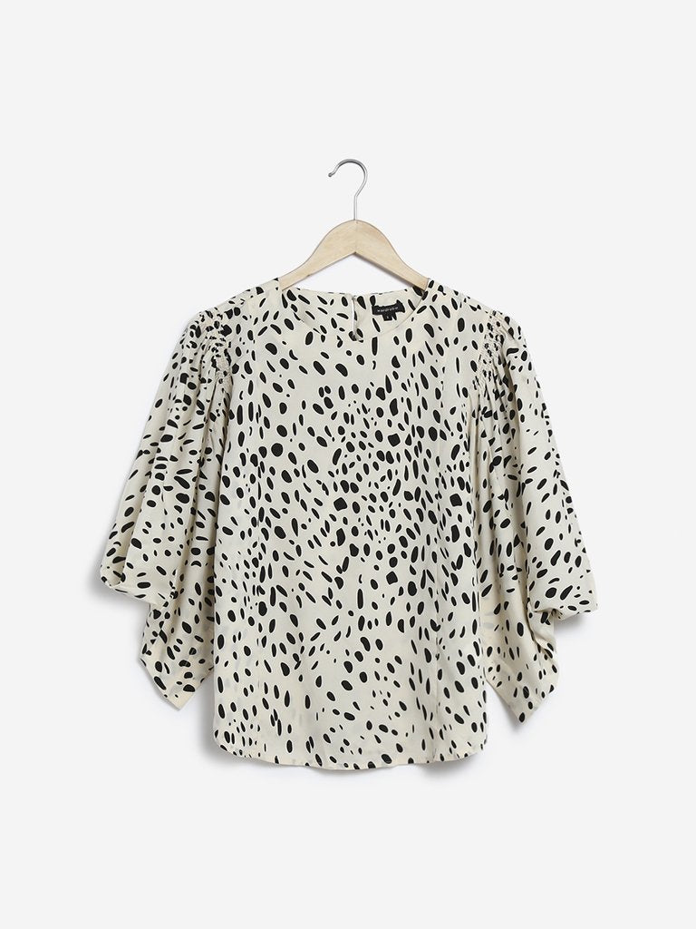 Wardrobe Ecru Animal Print Gilda Top