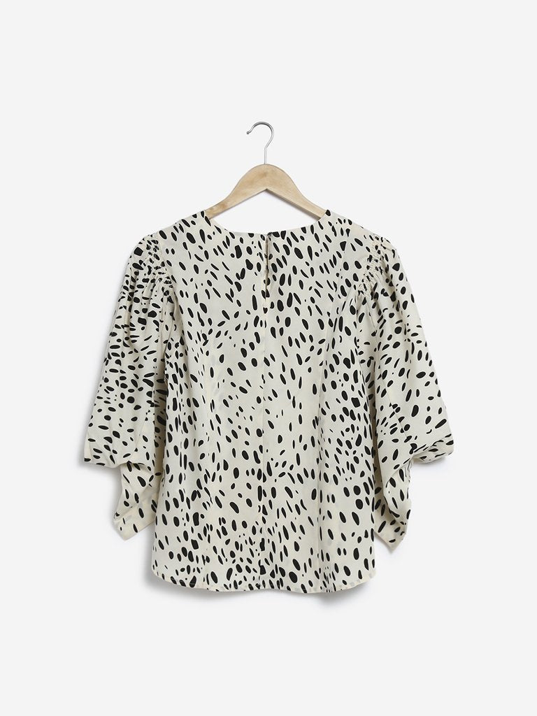 Wardrobe Ecru Animal Print Gilda Top