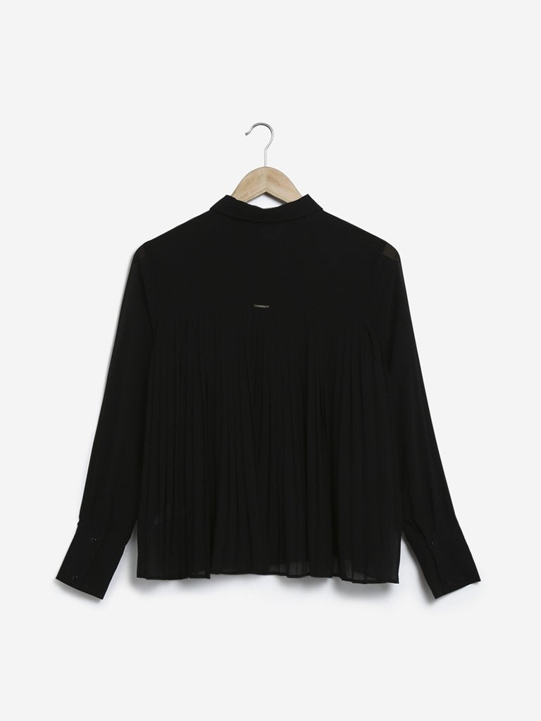 Wardrobe Black Pleated-Back Shirt