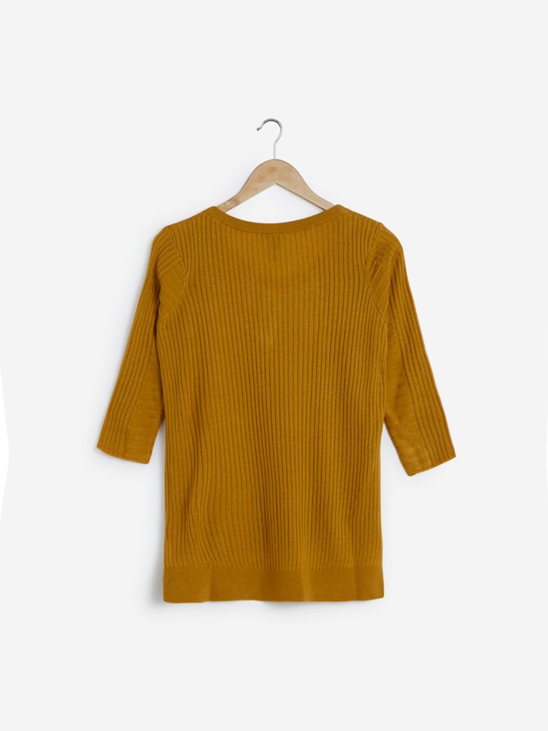 LOV Mustard Knitted High-Low Sweater