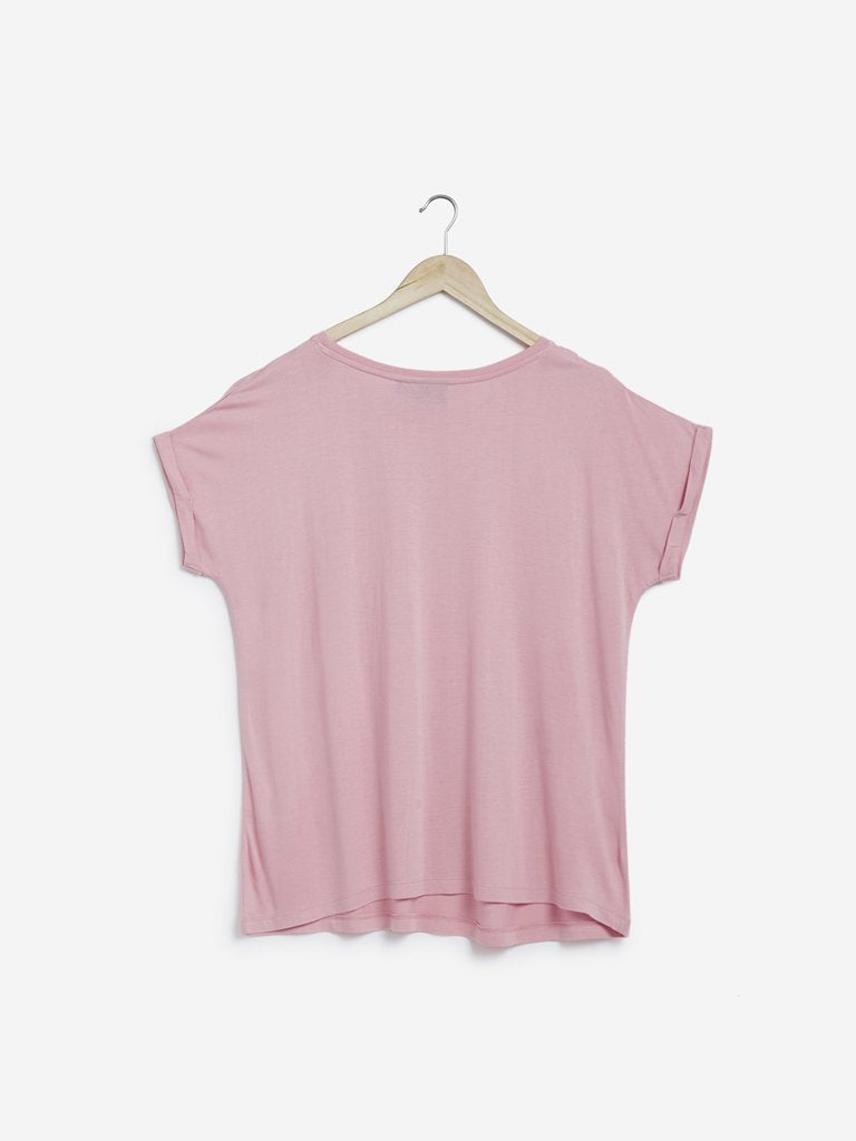 Gia Curves Light Pink Rhinestone Detailed Top