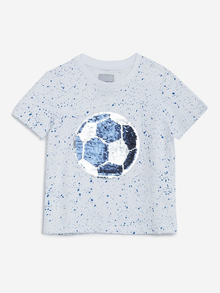 HOP Kids White Football Crewneck T-Shirt