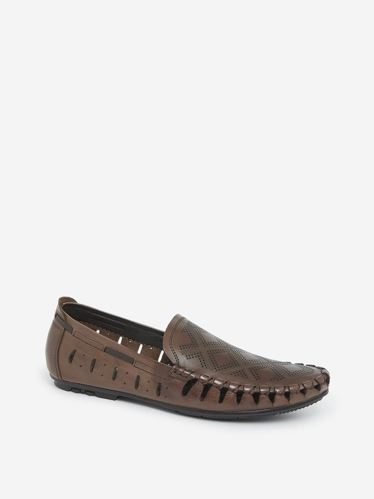 SOLEPLAY Dark Brown Laser Cut Loafers