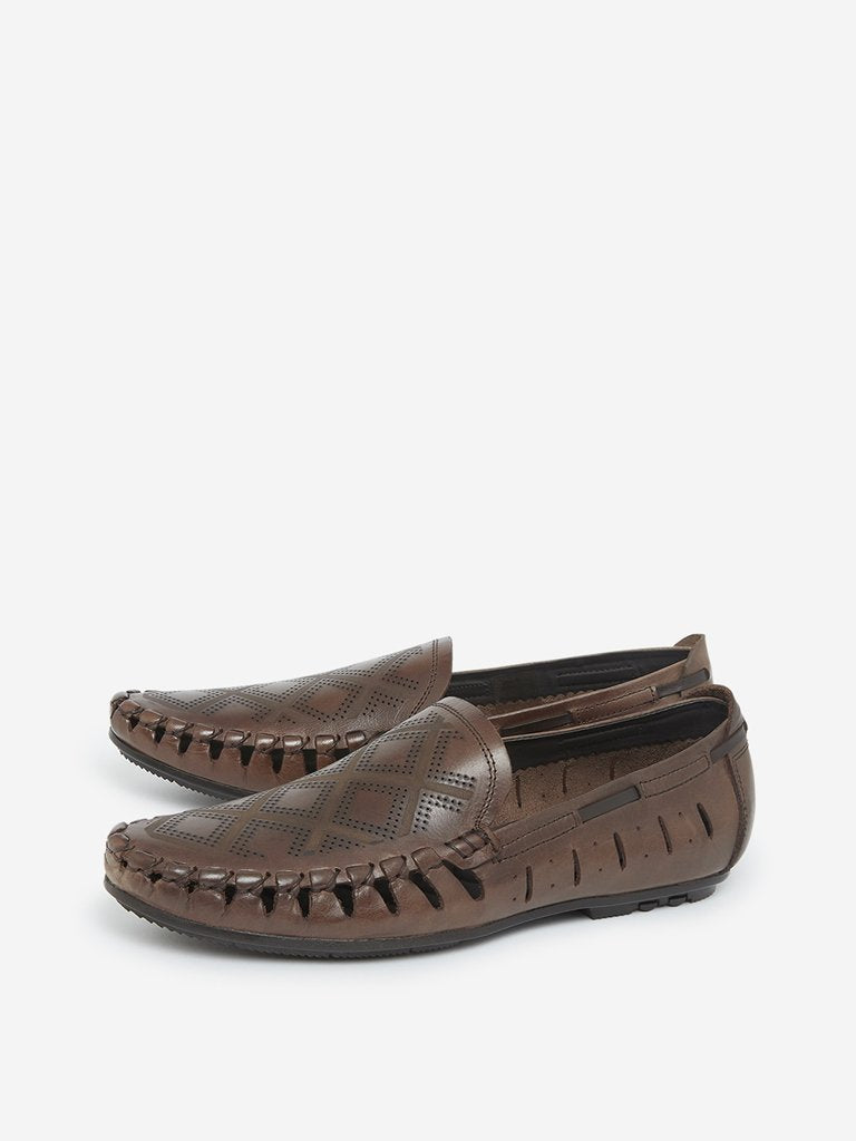 SOLEPLAY Dark Brown Laser Cut Loafers