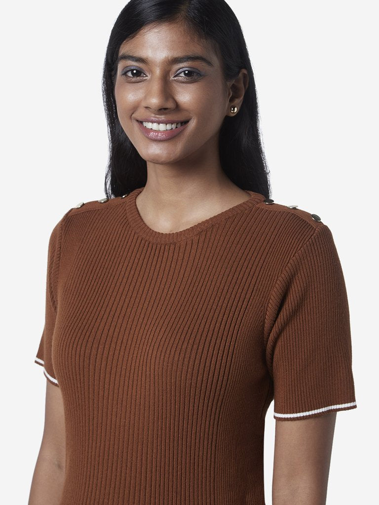 Wardrobe Brown Ribbed Hardware Design Top