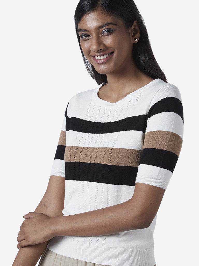 Wardrobe White Striped Top