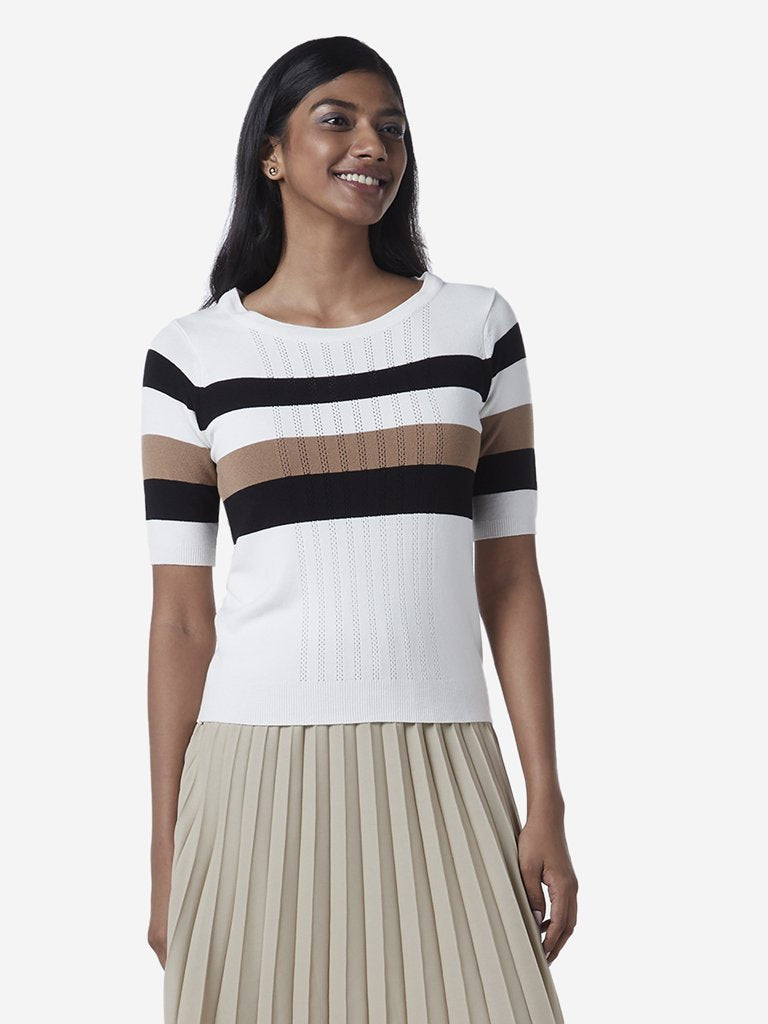 Wardrobe White Striped Top