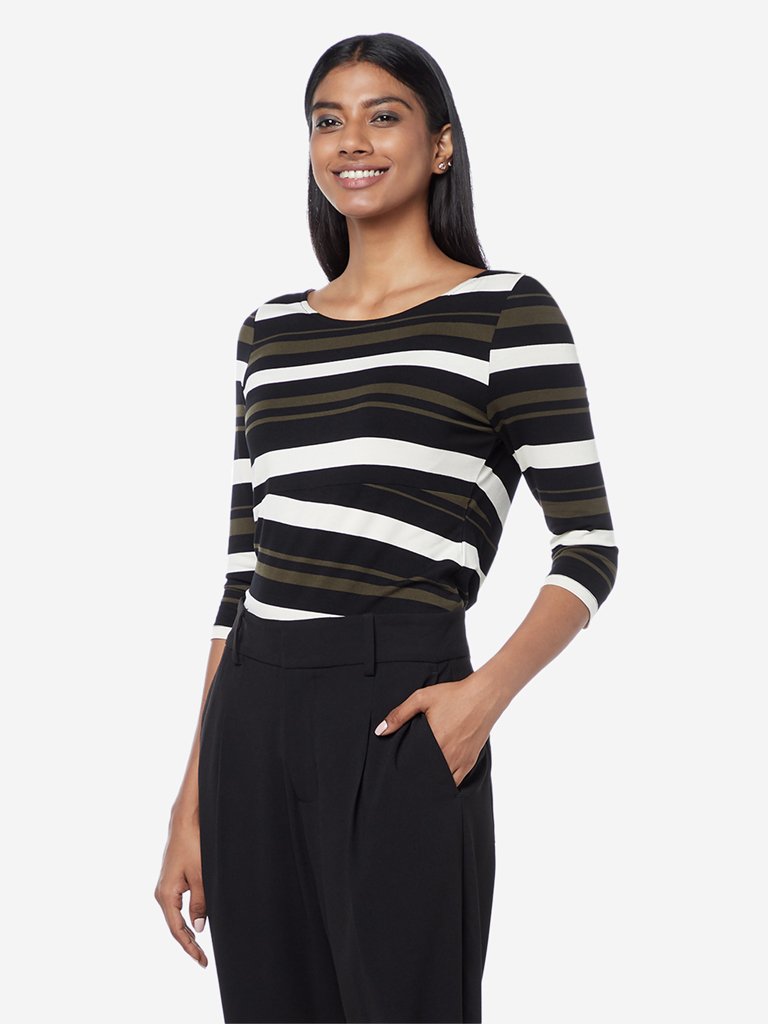 Wardrobe Olive Striped Top