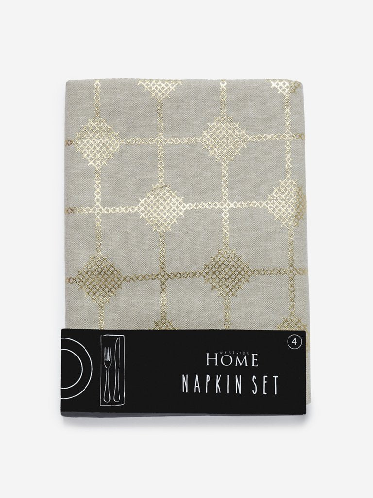 Westside Home Light Gold Embroidered Napkins Set of Four