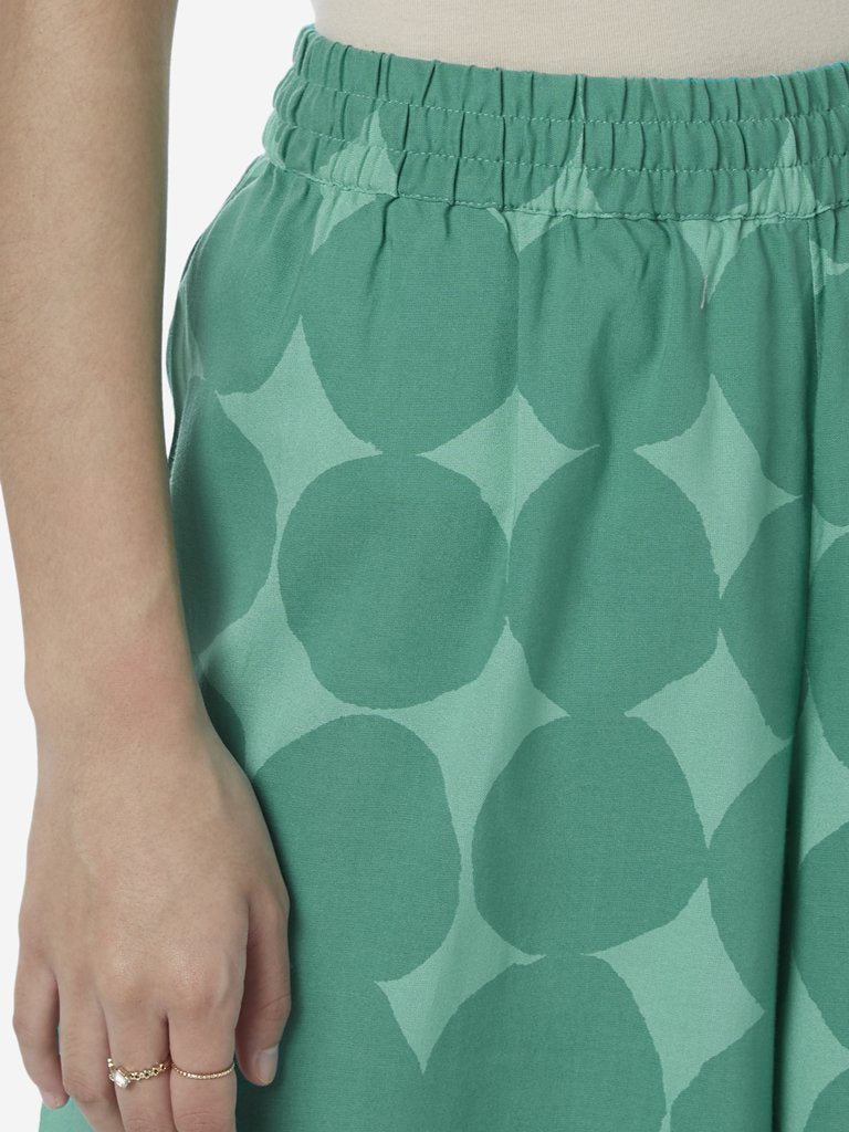 Utsa Green Circular Print Palazzos