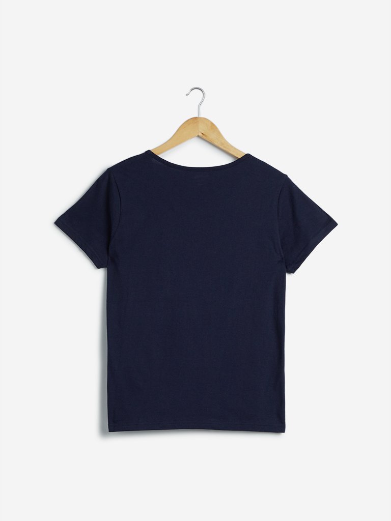 Wunderlove Black Text Print Cotton T-Shirt