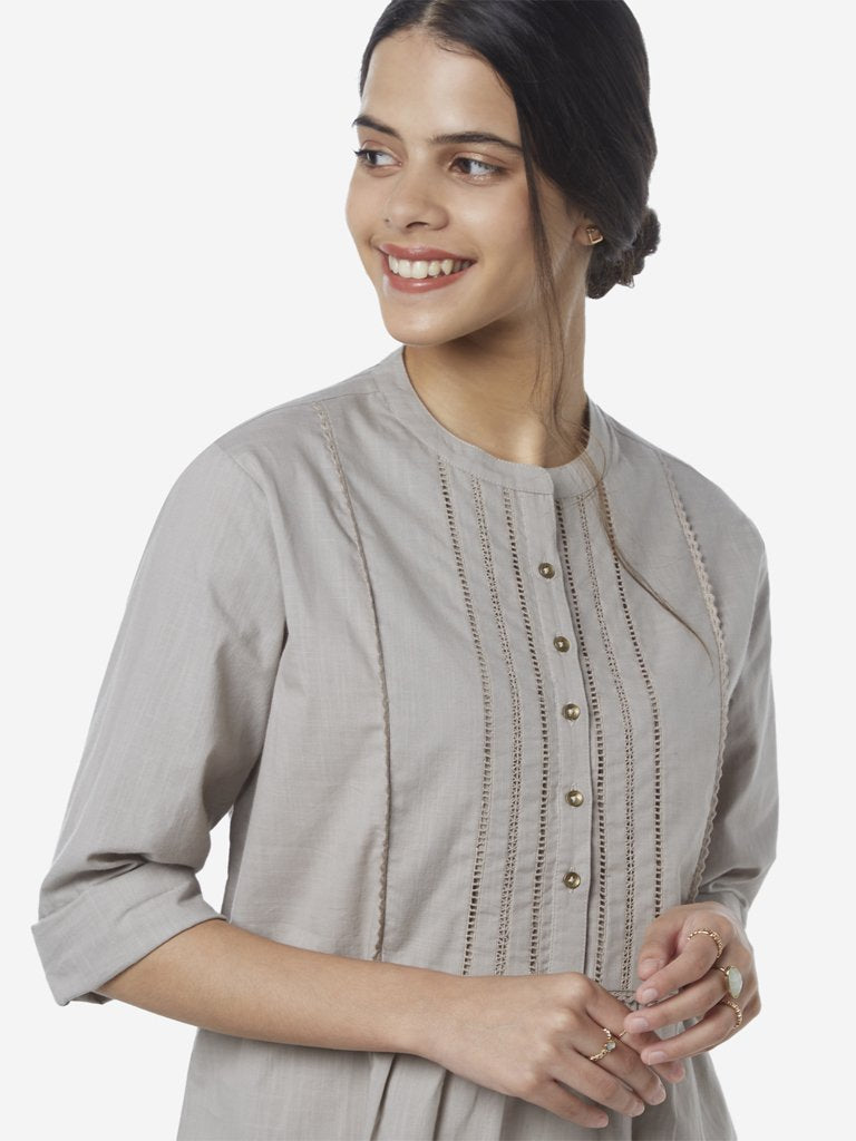 Utsa Grey Cut-Out Detailed Kurti