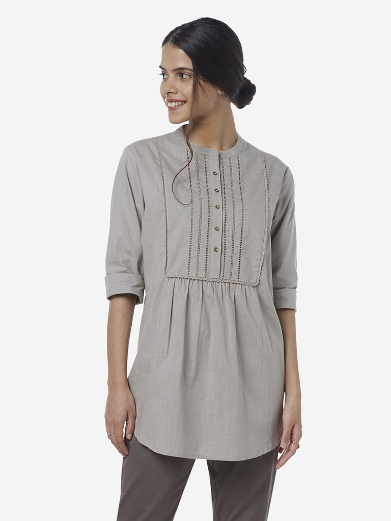Utsa Grey Cut-Out Detailed Kurti