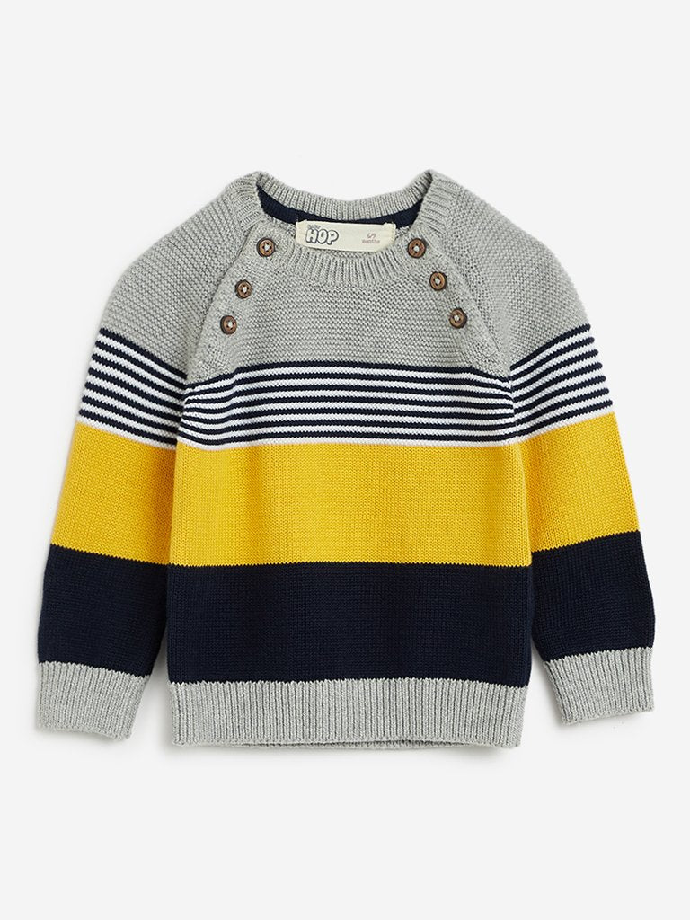 Baby HOP Light Grey Colour-Block Sweater