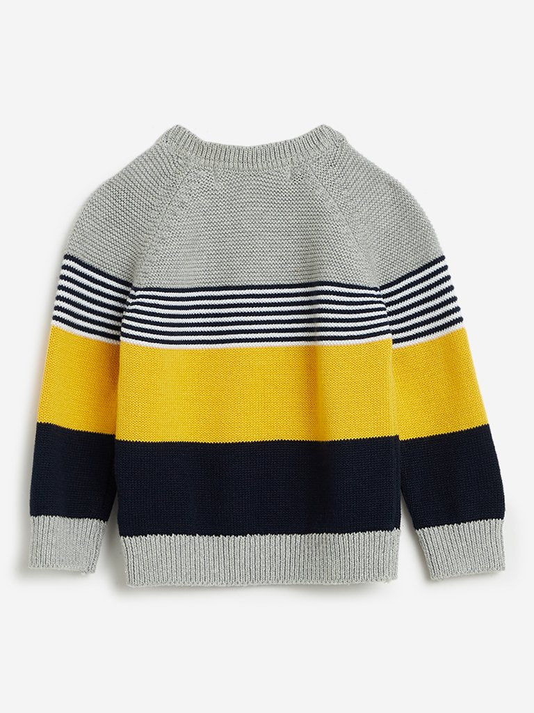 Baby HOP Light Grey Colour-Block Sweater