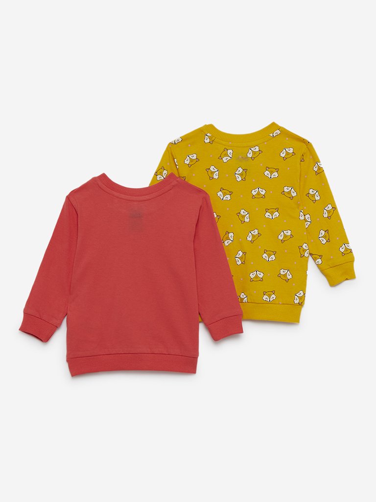 Baby HOP Orange Printed Sweatshirts Set of Two