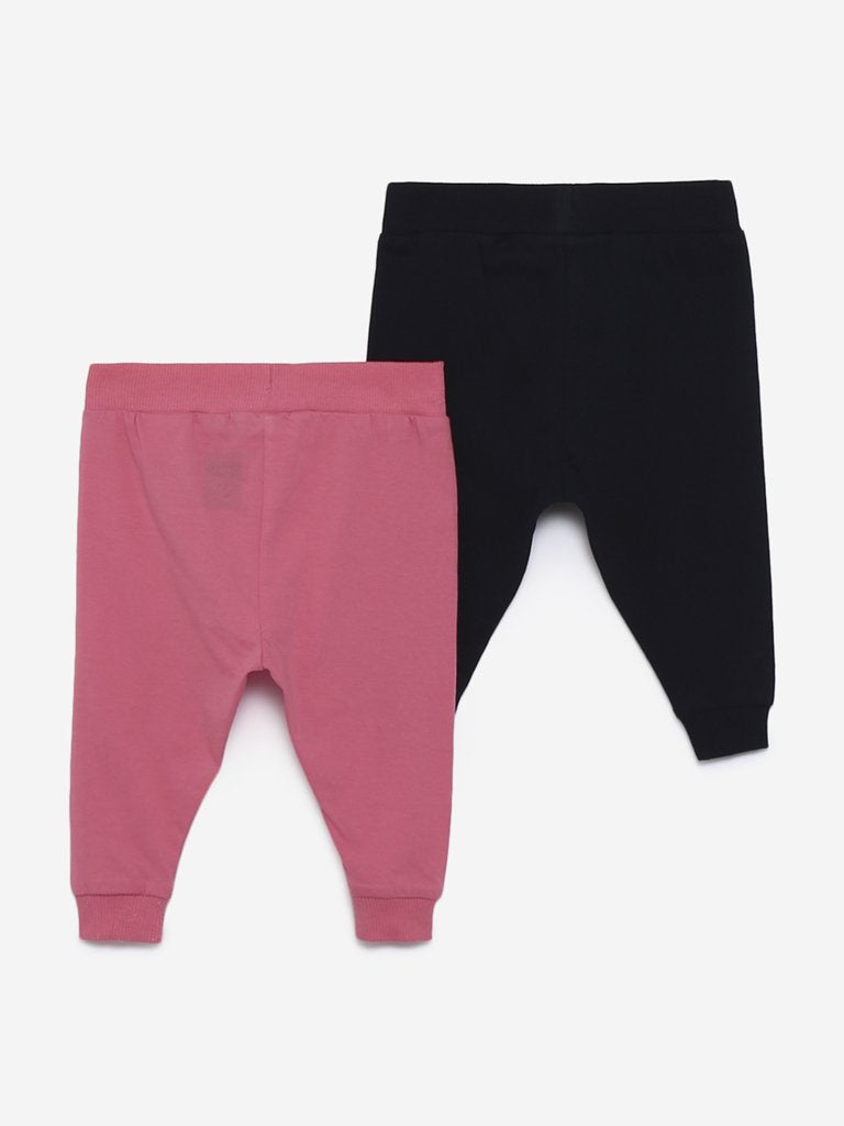 Baby HOP Pink Printed Joggers Set of Two