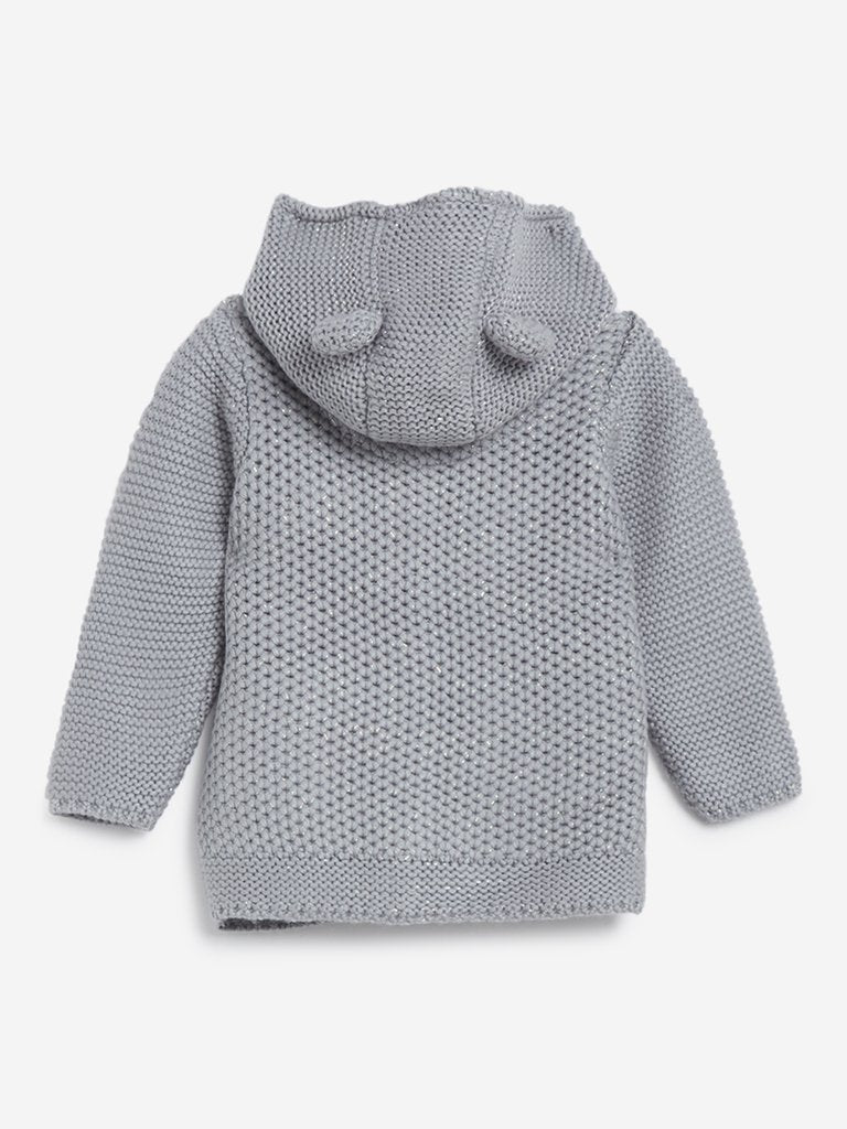 Baby HOP Grey Knitted Hooded Sweater