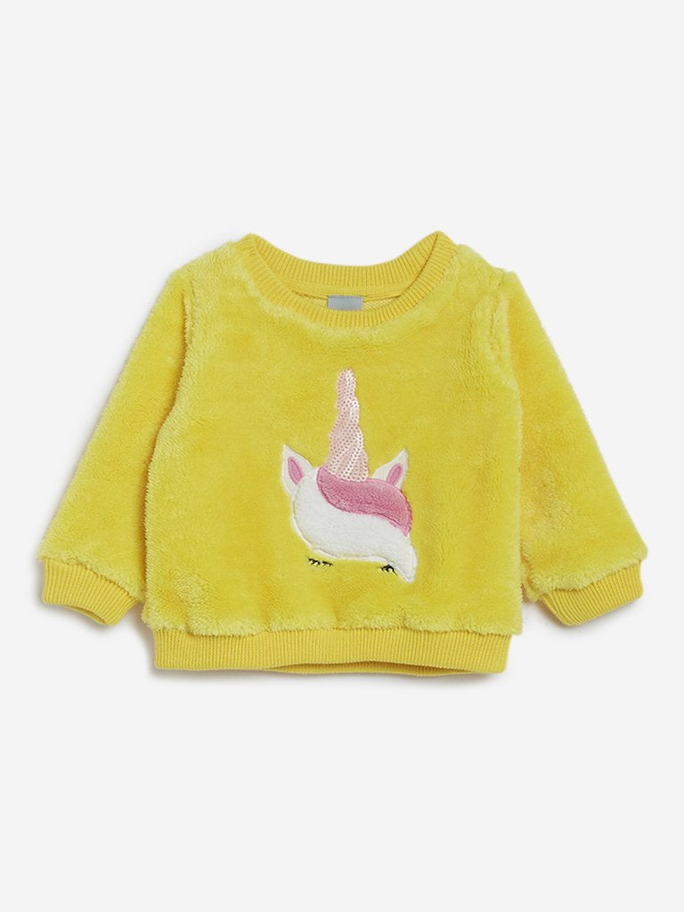 Baby HOP Yellow Sequinned Velveteen Sweatshirt