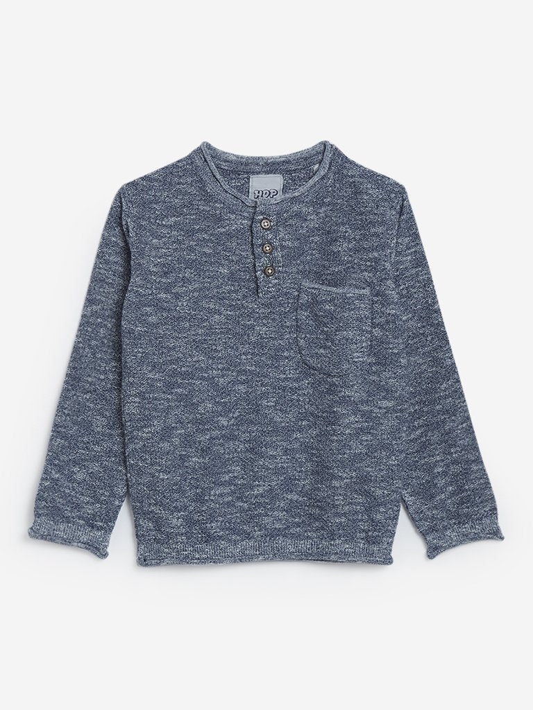 HOP Kids Grey Knitted Crewneck T-Shirt
