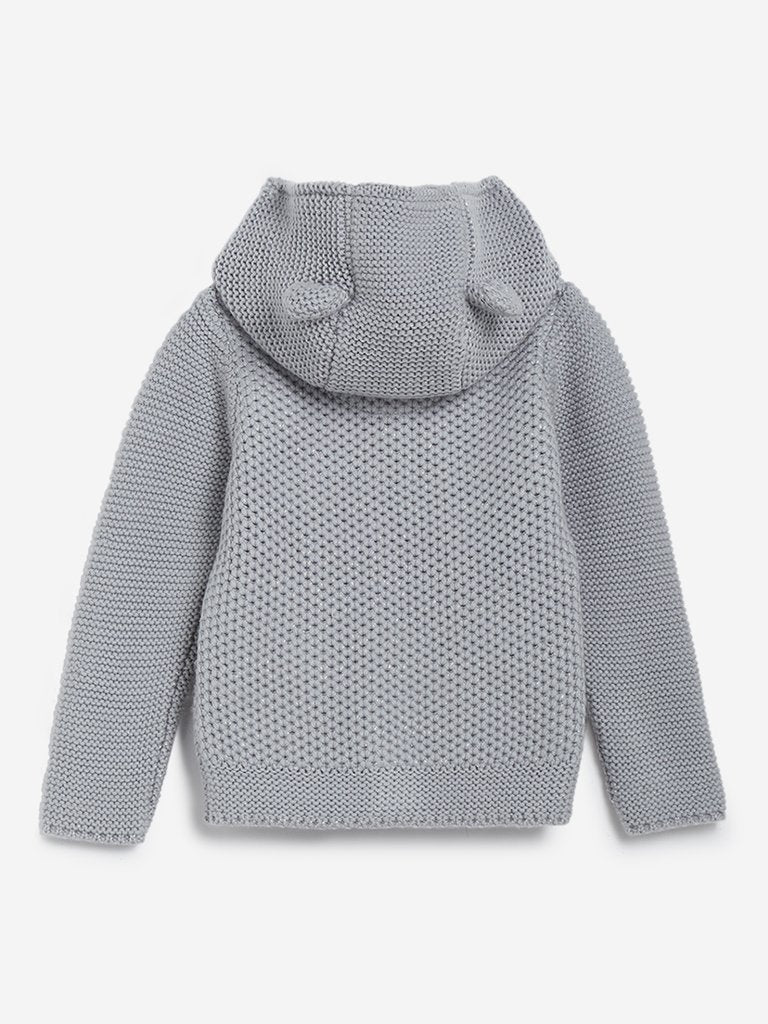 HOP Kids Grey Knitted Hooded Sweater