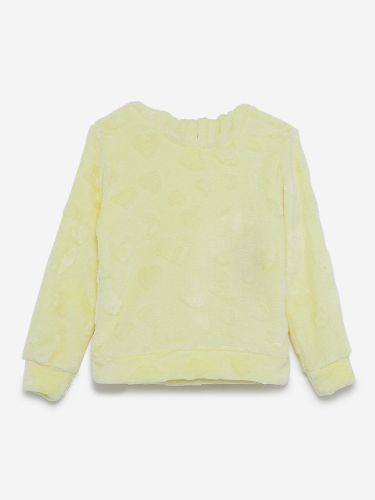 HOP Kids Yellow Faux Fur Hooded Sweatshirt