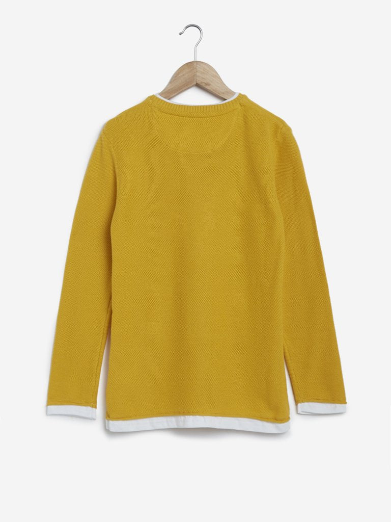 Y&F Kids Mustard Knitted Pure-Cotton T-Shirt