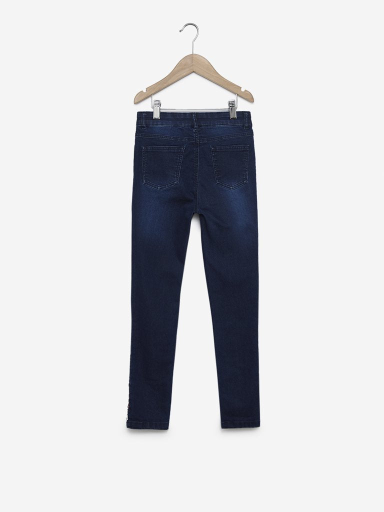 Y&F Kids Indigo Reversible Sequin Jeans