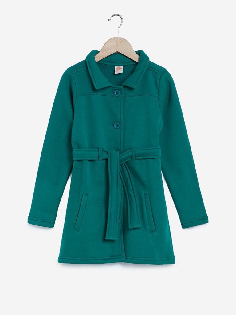 Y&F Kids Green Coat with Belt