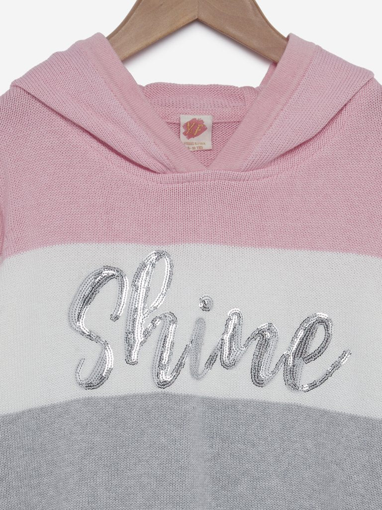 Y&F Kids Multicolour Sequinned Hooded Sweatshirt
