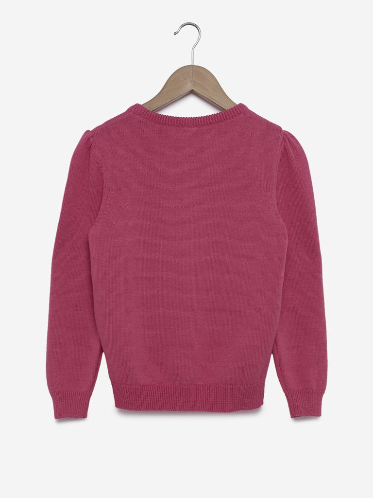 Y&F Kids Raspberry Sequinned Sweatshirt
