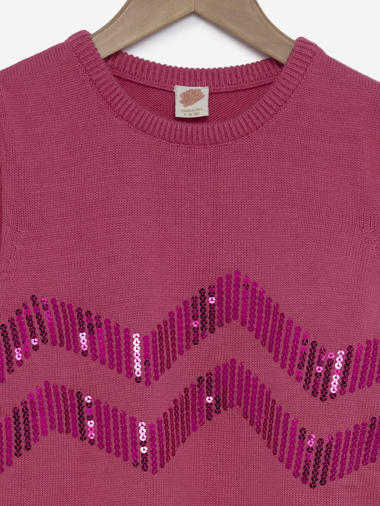 Y&F Kids Raspberry Sequinned Sweatshirt