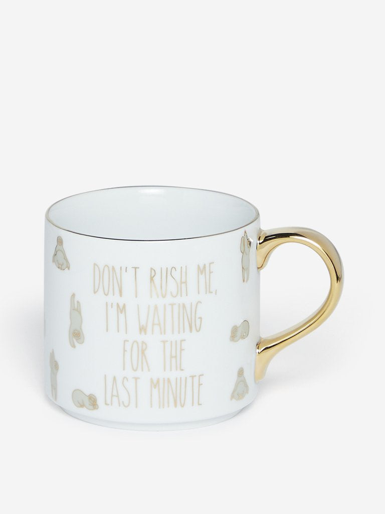 Westside Home White Typographic Print Tea Cup