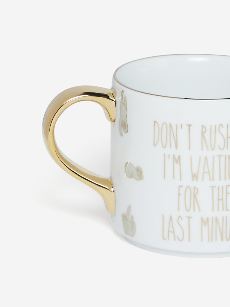 Westside Home White Typographic Print Tea Cup