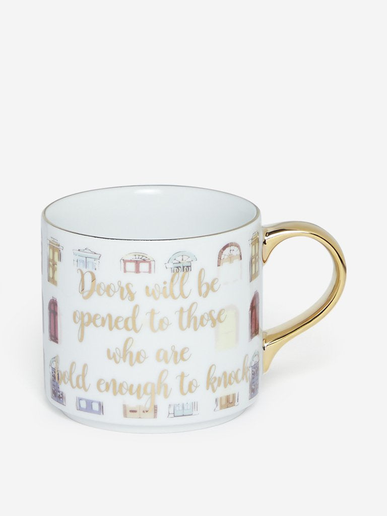 Westside Home White Door Patterned Tea Cup