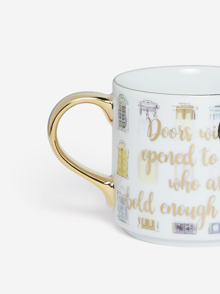 Westside Home White Door Patterned Tea Cup