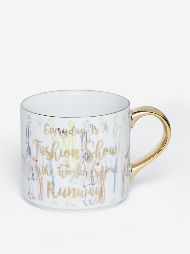 Westside Home White Fashion Patterned Tea Cup