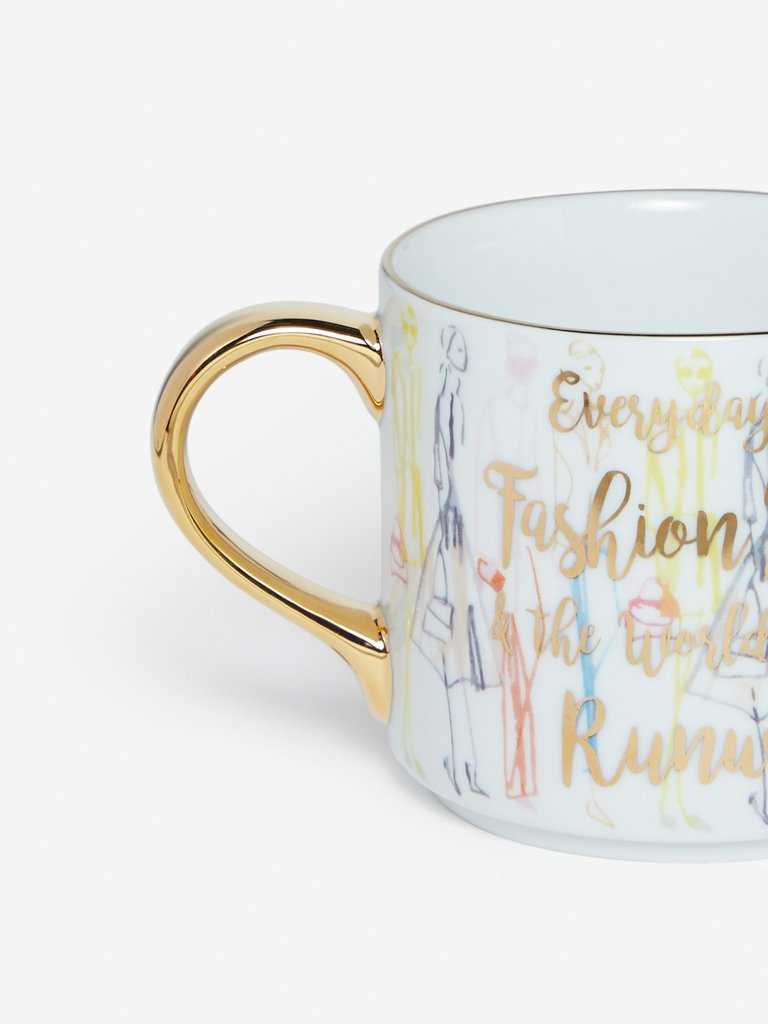 Westside Home White Fashion Patterned Tea Cup