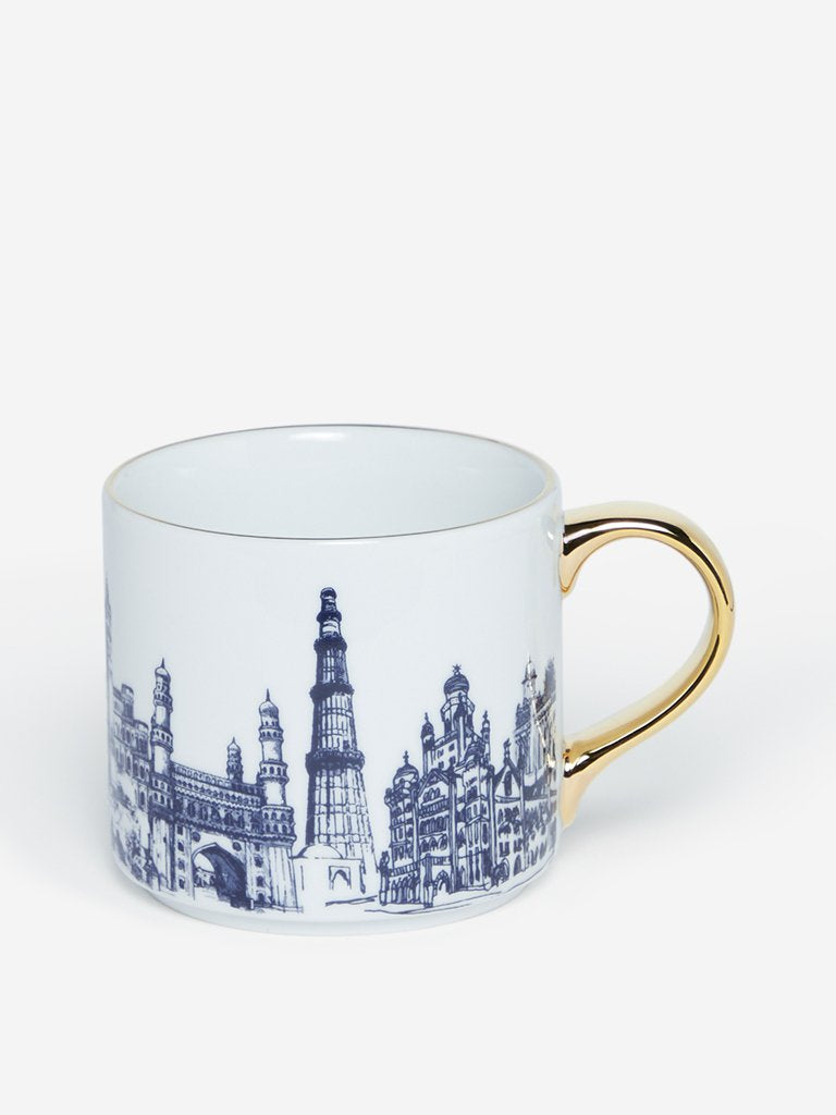 Westside Home White Indian Monuments Patterned Tea Cup