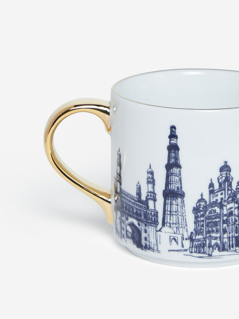 Westside Home White Indian Monuments Patterned Tea Cup