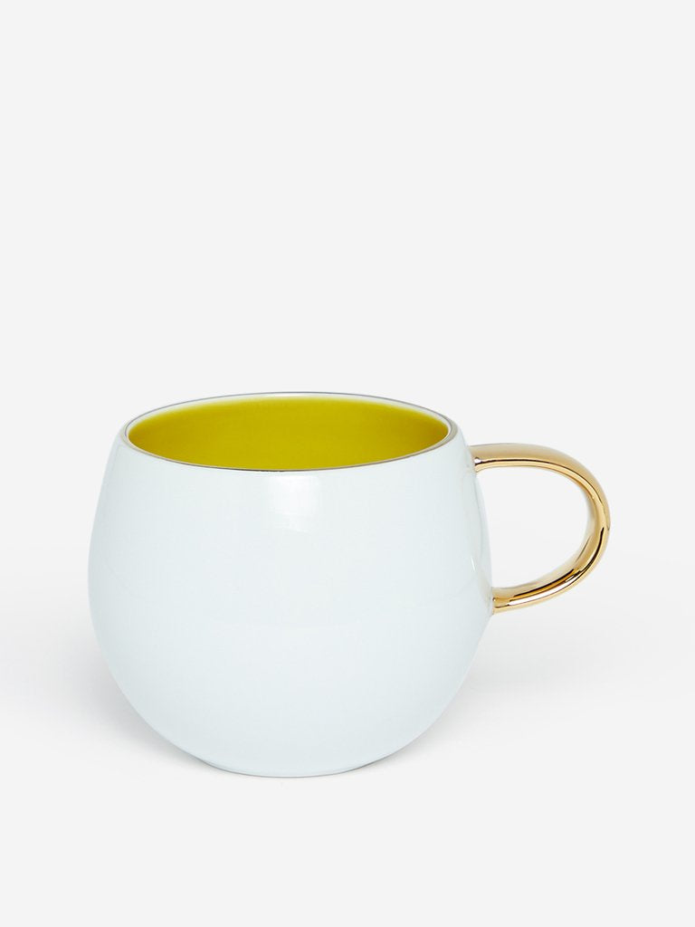 Westside Home White And Yellow Round Tea Cup