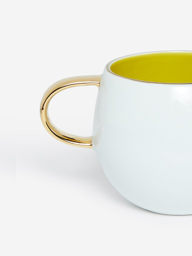 Westside Home White And Yellow Round Tea Cup