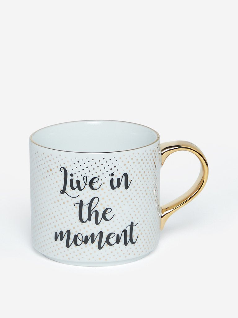 Westside Home White Text Patterned Tea Cup